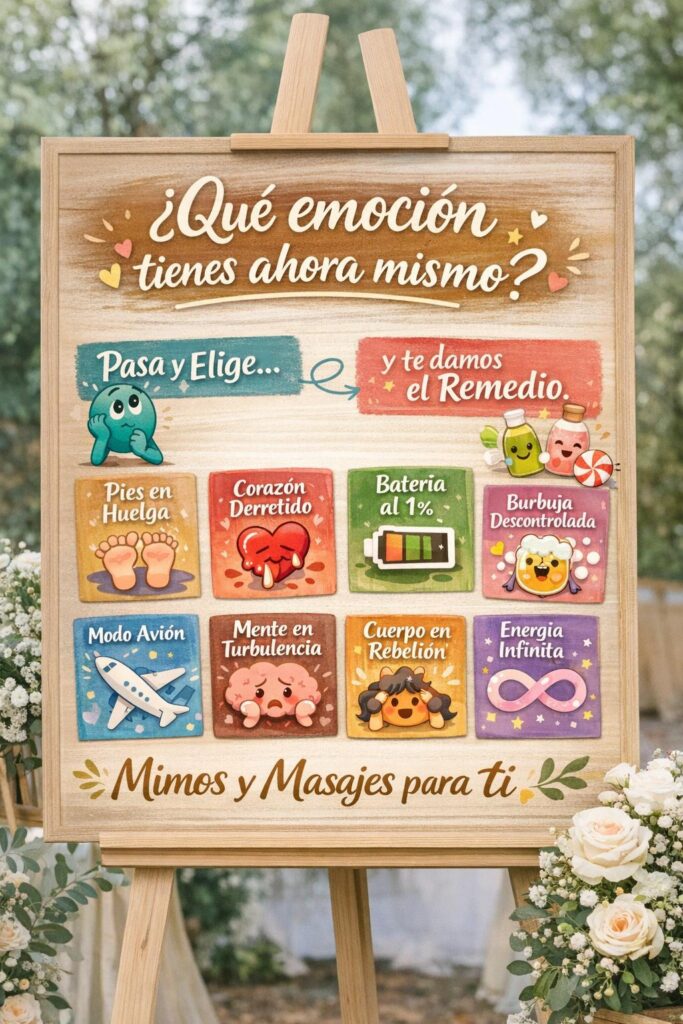 cartel con descripción de emociones en la boda